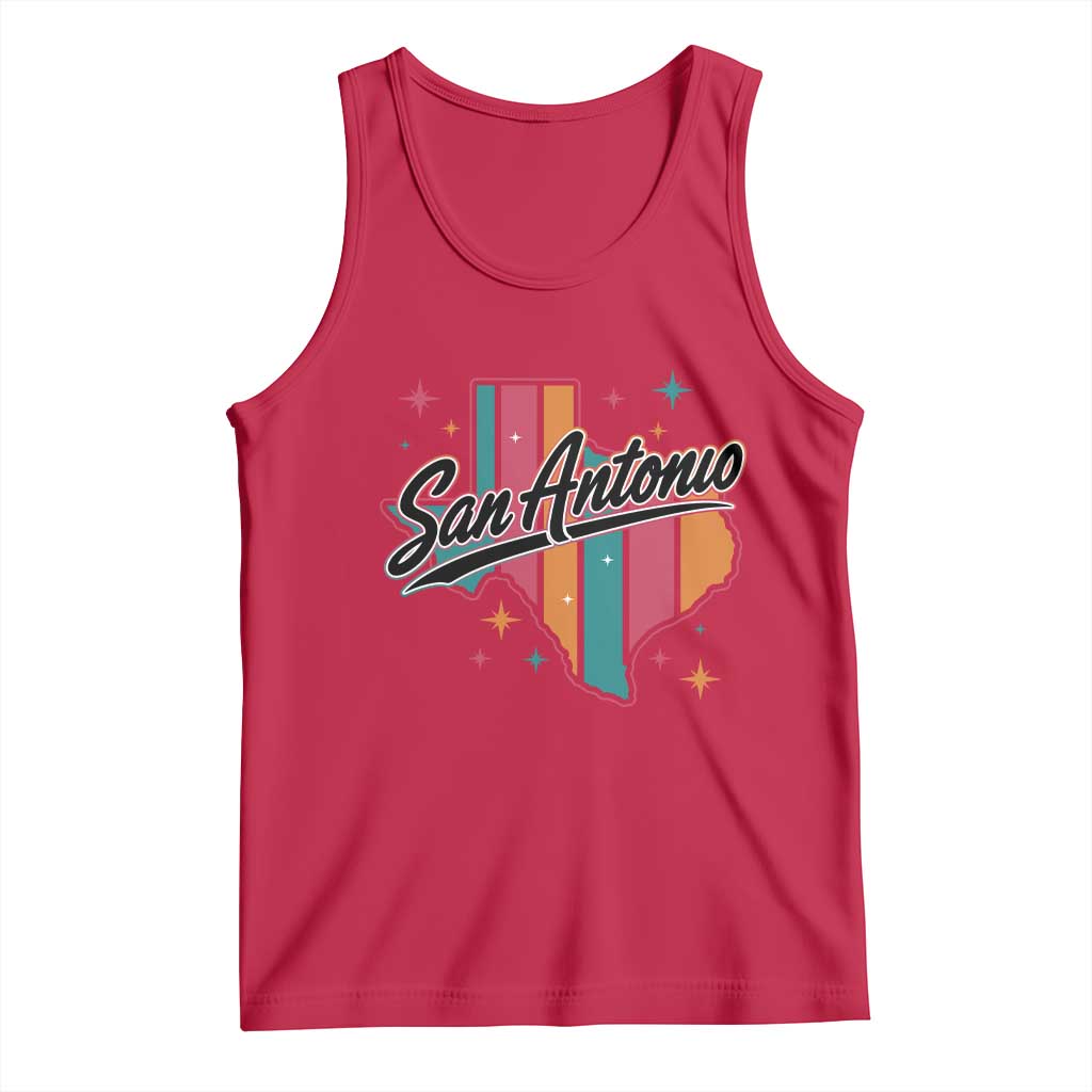 San Antonio Game Day Spirit Tank Top Texas Map Pride TS12 Red Print Your Wear