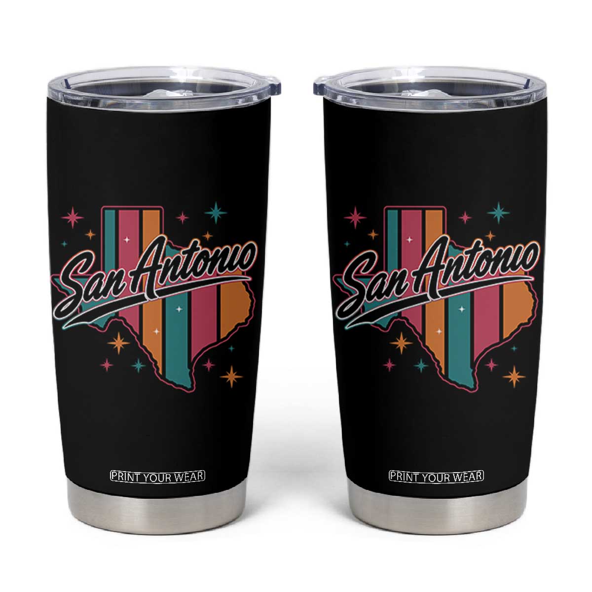 San Antonio Game Day Spirit Tumbler Cup Texas Map Pride TS12 Black Print Your Wear