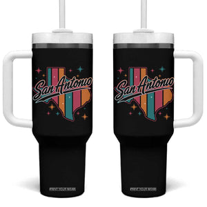 San Antonio Game Day Spirit Tumbler With Handle Texas Map Pride TS12 One Size: 40 oz Black Print Your Wear