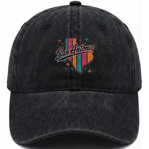 San Antonio Game Day Spirit Washed Cotton Baseball Cap Texas Map Pride TS12 Print Your Wear