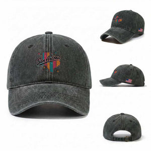 San Antonio Game Day Spirit Washed Cotton Baseball Cap Texas Map Pride TS12 Washed Cap Universal Fit Dark Green Print Your Wear