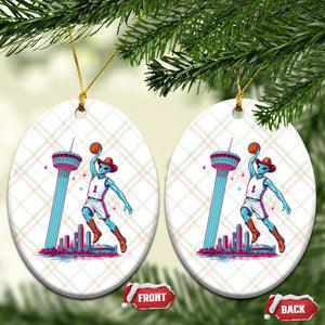 Funny Alien Cowboy Dunking Basketball Ceramic Ornament San Antonio Skyline TS12 Print Your Wear