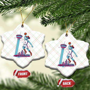 Funny Alien Cowboy Dunking Basketball Ceramic Ornament San Antonio Skyline TS12 Print Your Wear