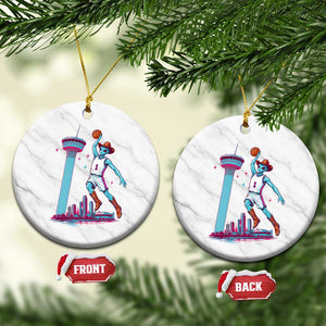 Funny Alien Cowboy Dunking Basketball Ceramic Ornament San Antonio Skyline TS12 1pc White Marble Print Your Wear