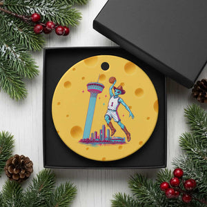 Funny Alien Cowboy Dunking Basketball Ceramic Ornament San Antonio Skyline TS12 1pc Yellow Cheese Print Your Wear