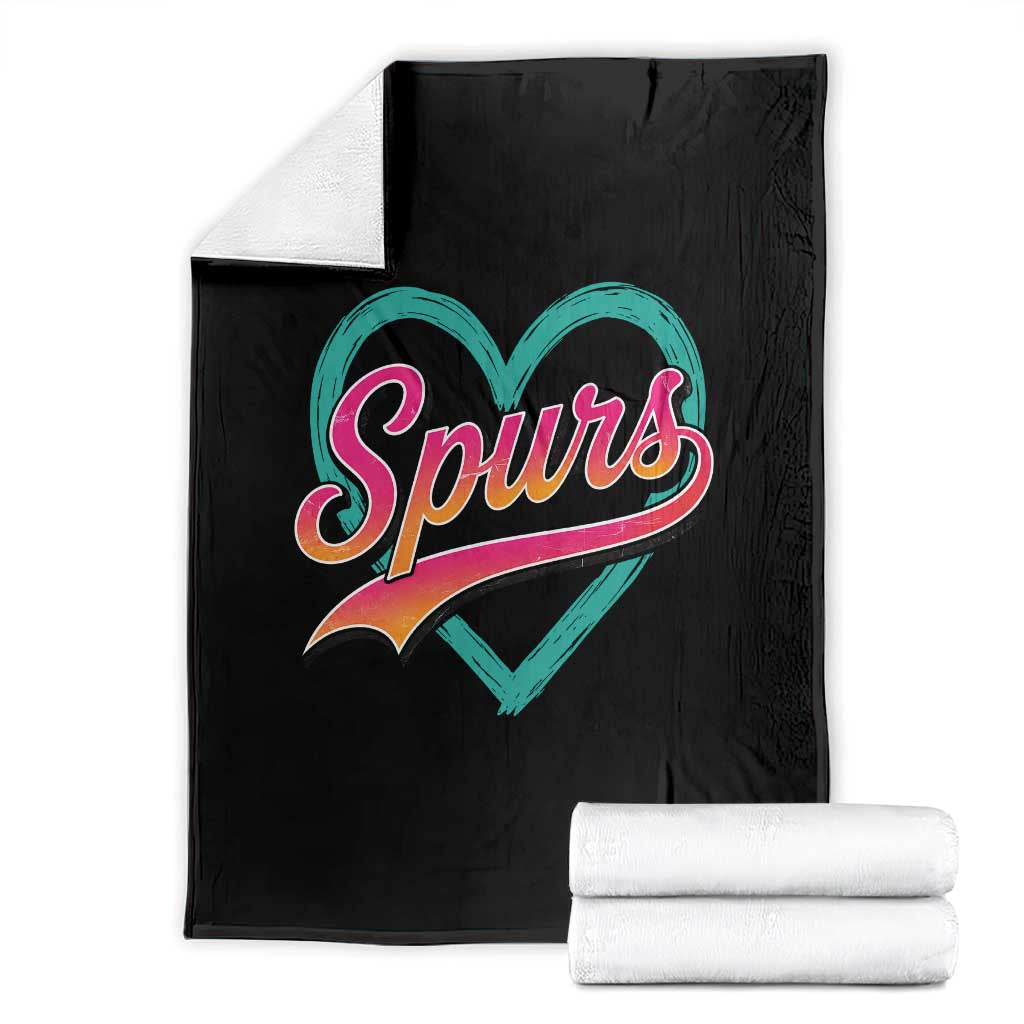 Retro Spurs Nickname Throw Blanket Vintage Hoops Fan Gift TS12 Black Print Your Wear
