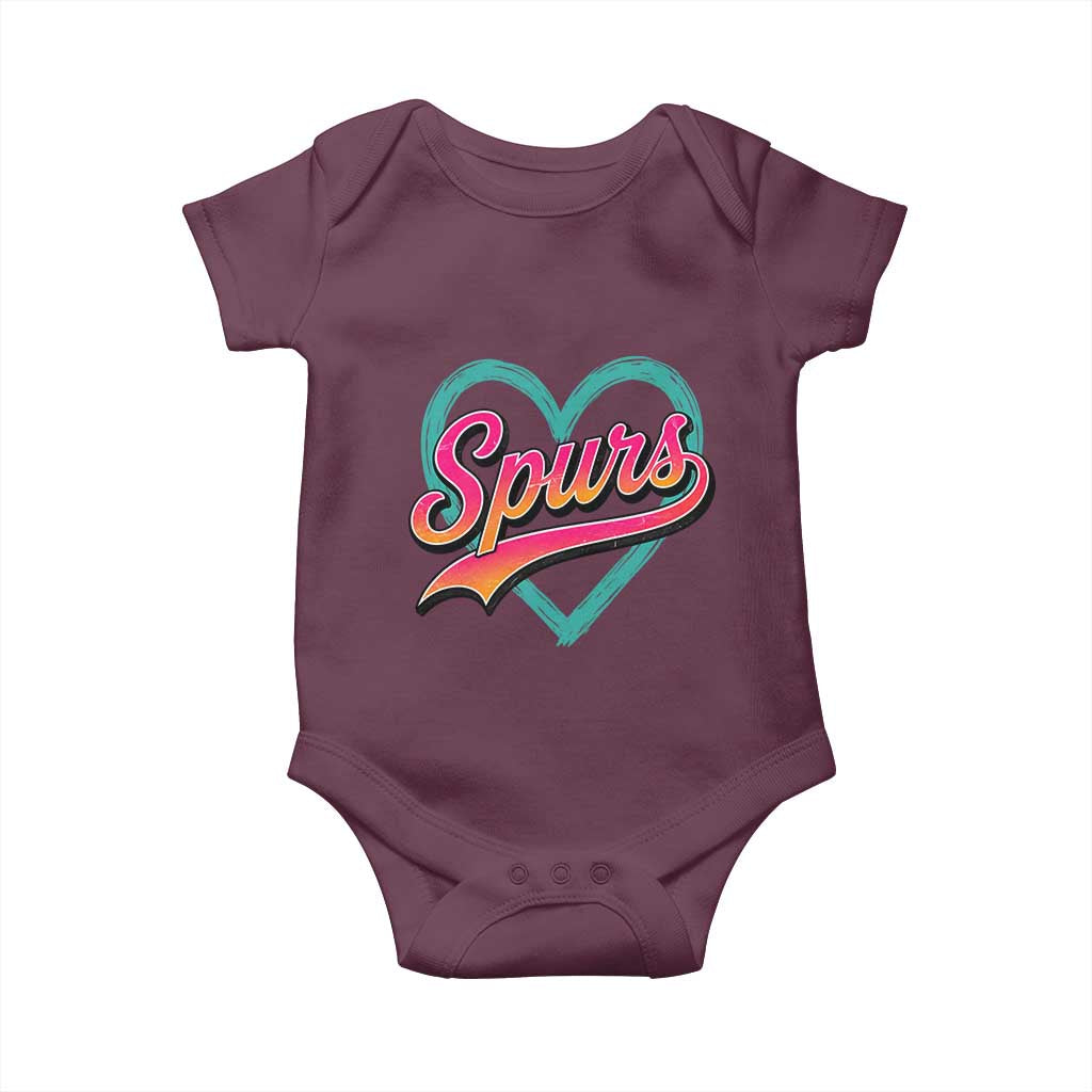 Retro Spurs Nickname Baby Onesie Vintage Hoops Fan Gift TS12 Maroon Print Your Wear