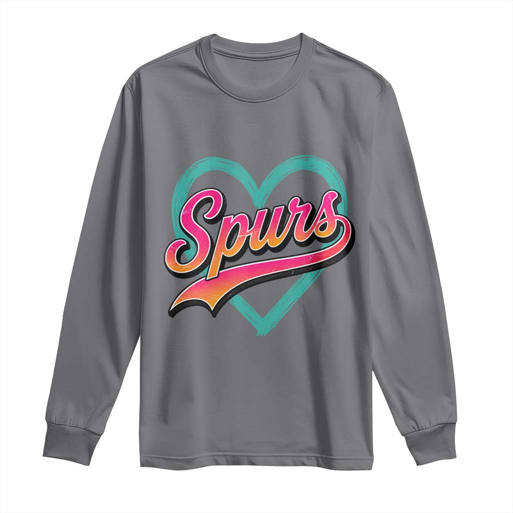 Retro Spurs Nickname Long Sleeve Shirt Vintage Hoops Fan Gift TS12 Charcoal Print Your Wear