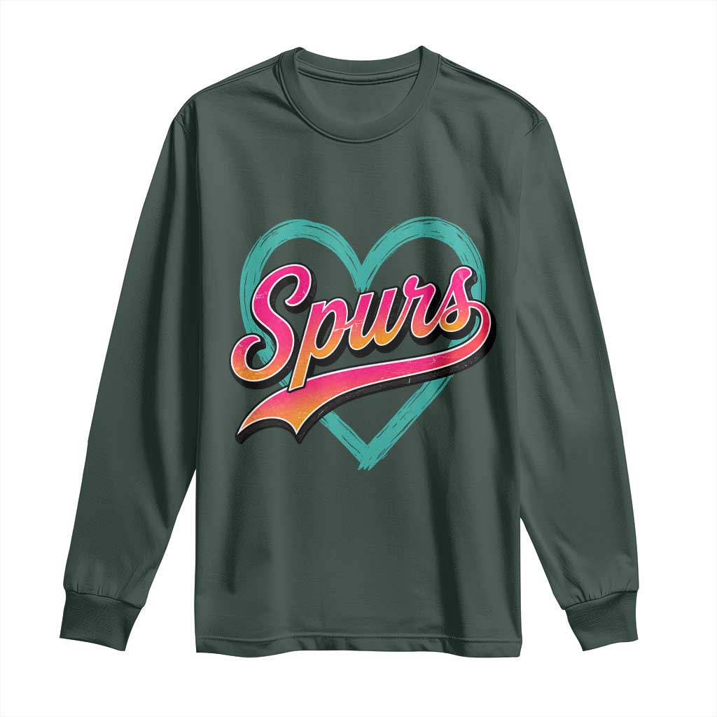 Retro Spurs Nickname Long Sleeve Shirt Vintage Hoops Fan Gift TS12 Dark Forest Green Print Your Wear