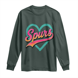 Retro Spurs Nickname Long Sleeve Shirt Vintage Hoops Fan Gift TS12 Dark Forest Green Print Your Wear