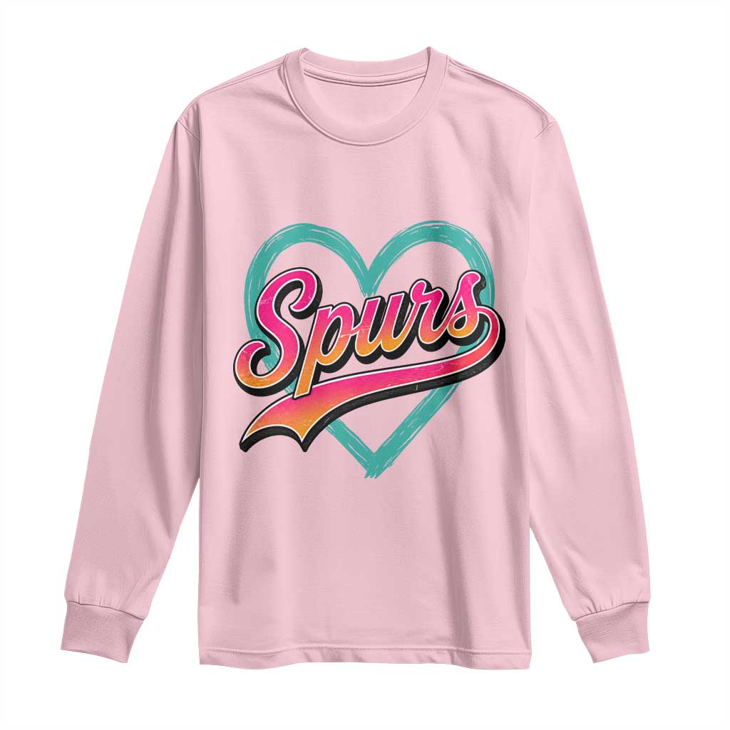 Retro Spurs Nickname Long Sleeve Shirt Vintage Hoops Fan Gift TS12 Light Pink Print Your Wear