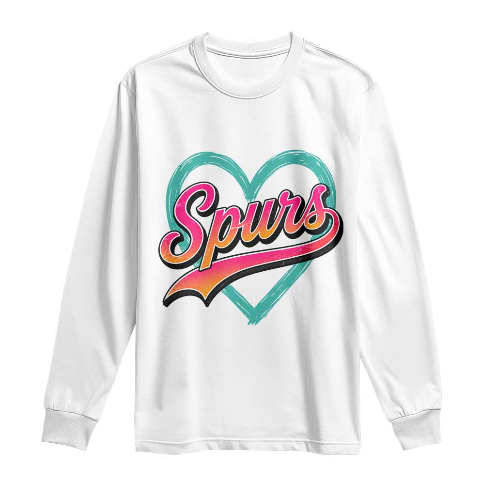 Retro Spurs Nickname Long Sleeve Shirt Vintage Hoops Fan Gift TS12 White Print Your Wear