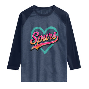 Retro Spurs Nickname Raglan Shirt Vintage Hoops Fan Gift TS12 Heather Denim Navy Print Your Wear