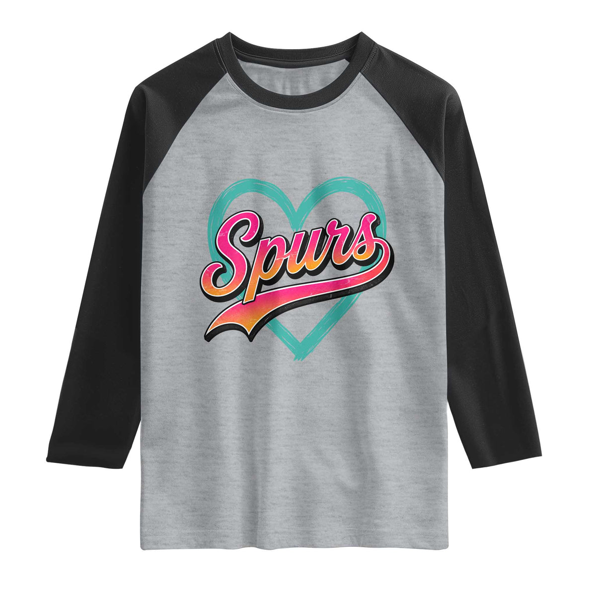 Retro Spurs Nickname Raglan Shirt Vintage Hoops Fan Gift TS12 Heather Gray Black Print Your Wear