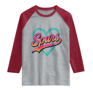 Retro Spurs Nickname Raglan Shirt Vintage Hoops Fan Gift TS12 Heather Gray Heather Red Print Your Wear