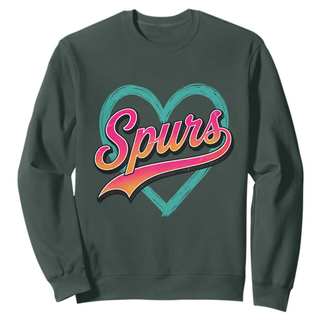 Retro Spurs Nickname Sweatshirt Vintage Hoops Fan Gift TS12 Dark Forest Green Print Your Wear