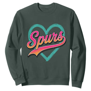 Retro Spurs Nickname Sweatshirt Vintage Hoops Fan Gift TS12 Dark Forest Green Print Your Wear