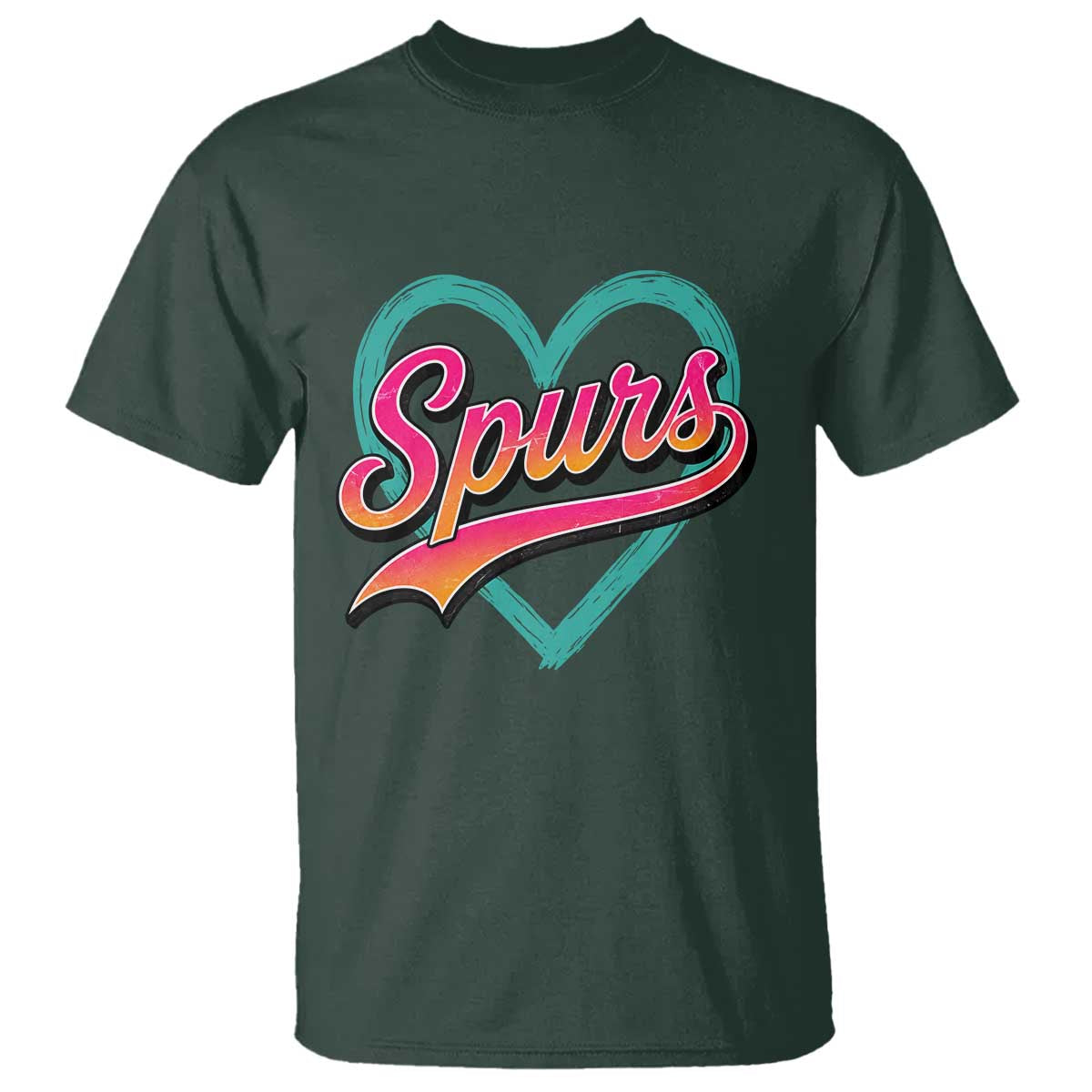 Retro Spurs Nickname T Shirt Vintage Hoops Fan Gift TS12 Dark Forest Green Print Your Wear