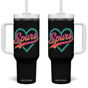 Retro Spurs Nickname Tumbler With Handle Vintage Hoops Fan Gift TS12 One Size: 40 oz Black Print Your Wear