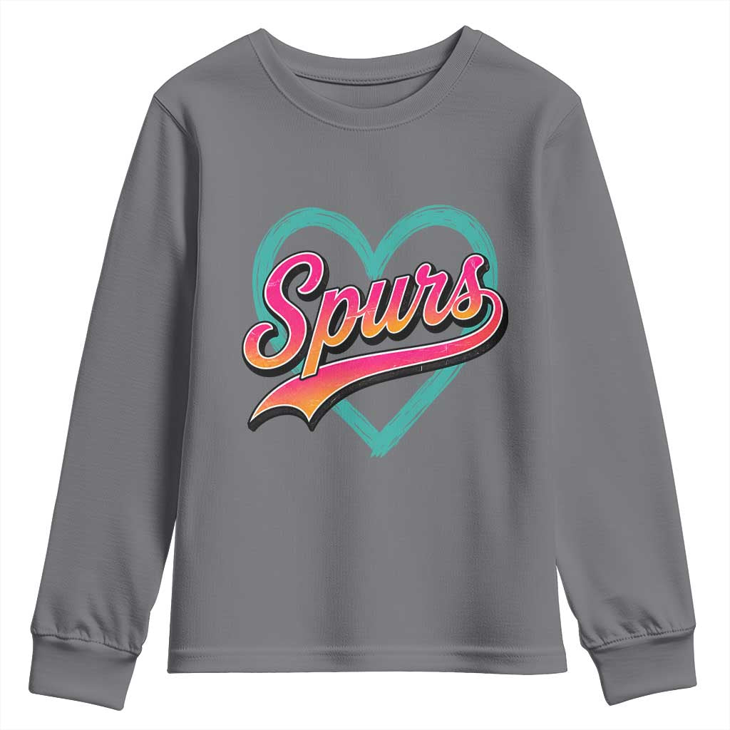 Retro Spurs Nickname Youth Sweatshirt Vintage Hoops Fan Gift TS12 Charcoal Print Your Wear