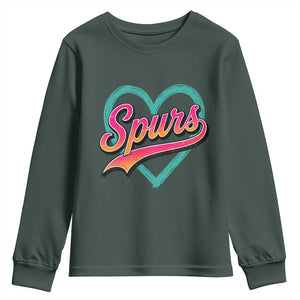 Retro Spurs Nickname Youth Sweatshirt Vintage Hoops Fan Gift TS12 Dark Forest Green Print Your Wear