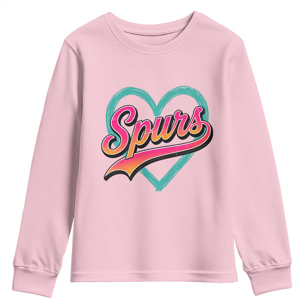 Retro Spurs Nickname Youth Sweatshirt Vintage Hoops Fan Gift TS12 Light Pink Print Your Wear