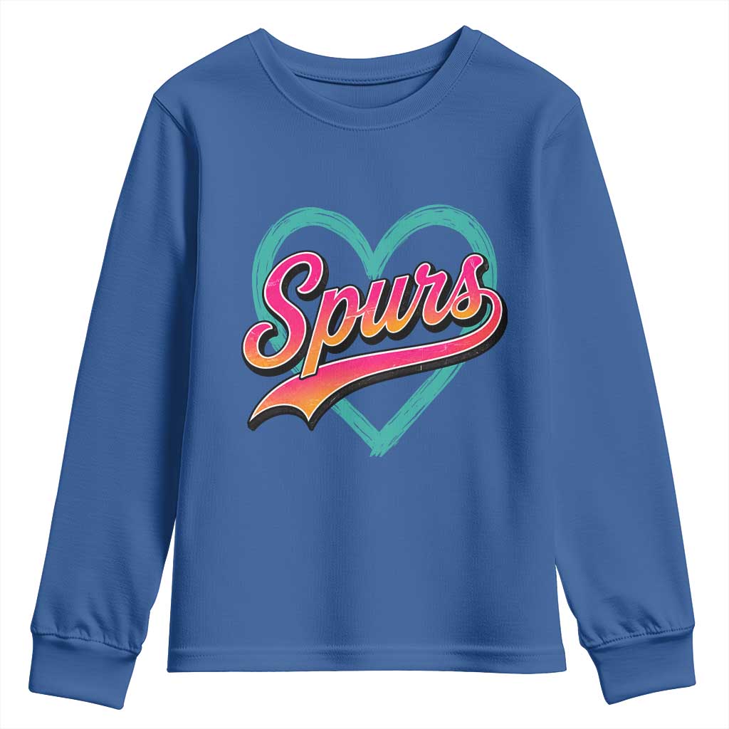 Retro Spurs Nickname Youth Sweatshirt Vintage Hoops Fan Gift TS12 Royal Blue Print Your Wear