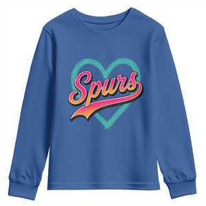 Retro Spurs Nickname Youth Sweatshirt Vintage Hoops Fan Gift TS12 Royal Blue Print Your Wear