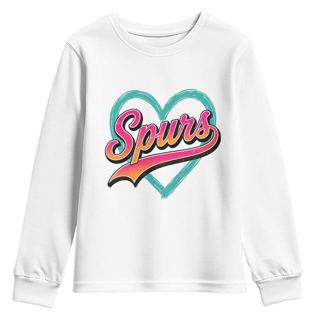 Retro Spurs Nickname Youth Sweatshirt Vintage Hoops Fan Gift TS12 White Print Your Wear
