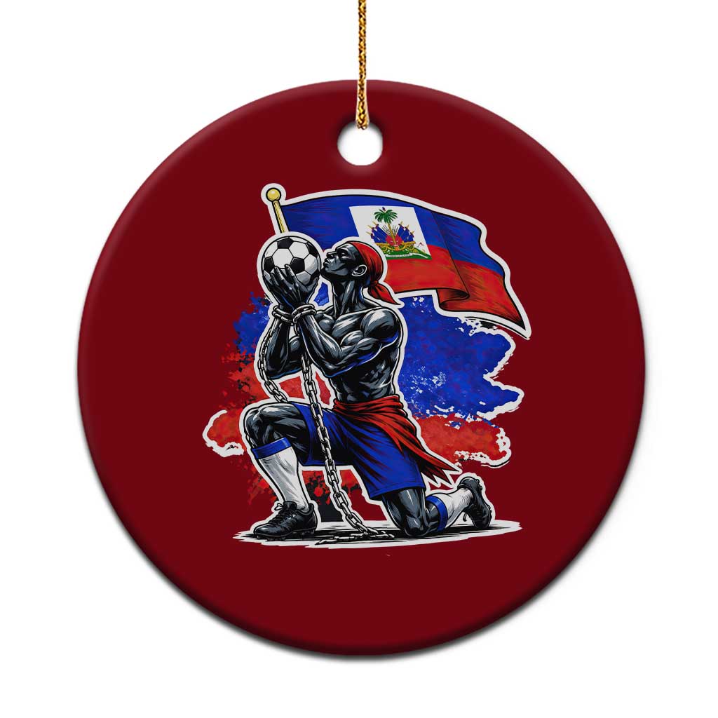 Proud Haiti Soccer Fan Ceramic Ornament Ayiti Heritage Pride TS12 1pc Red Print Your Wear
