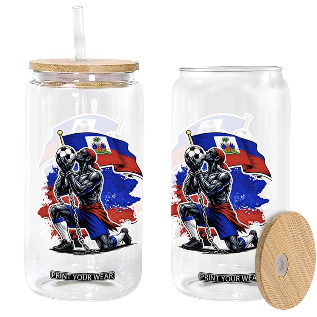 Proud Haiti Soccer Fan Glass Can Ayiti Heritage Pride TS12 Print Your Wear