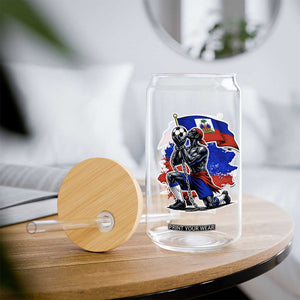Proud Haiti Soccer Fan Glass Can Ayiti Heritage Pride TS12 Print Your Wear