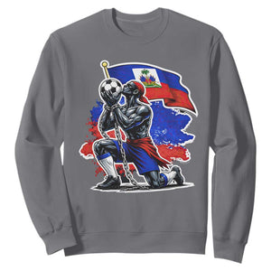 Proud Haiti Soccer Fan Sweatshirt Ayiti Heritage Pride TS12 Charcoal Print Your Wear