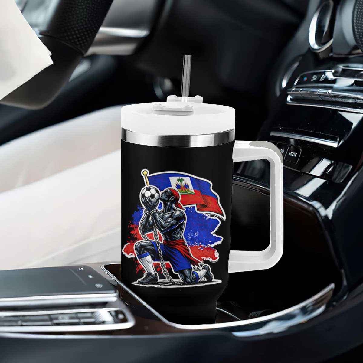 Proud Haiti Soccer Fan Tumbler With Handle Ayiti Heritage Pride TS12 Print Your Wear