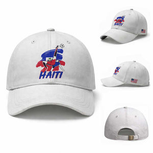 Caribbean Soccer Lover Gift Baseball Cap Haitian Heritage Pride TS12 Baseball Cap Universal Fit White Print Your Wear