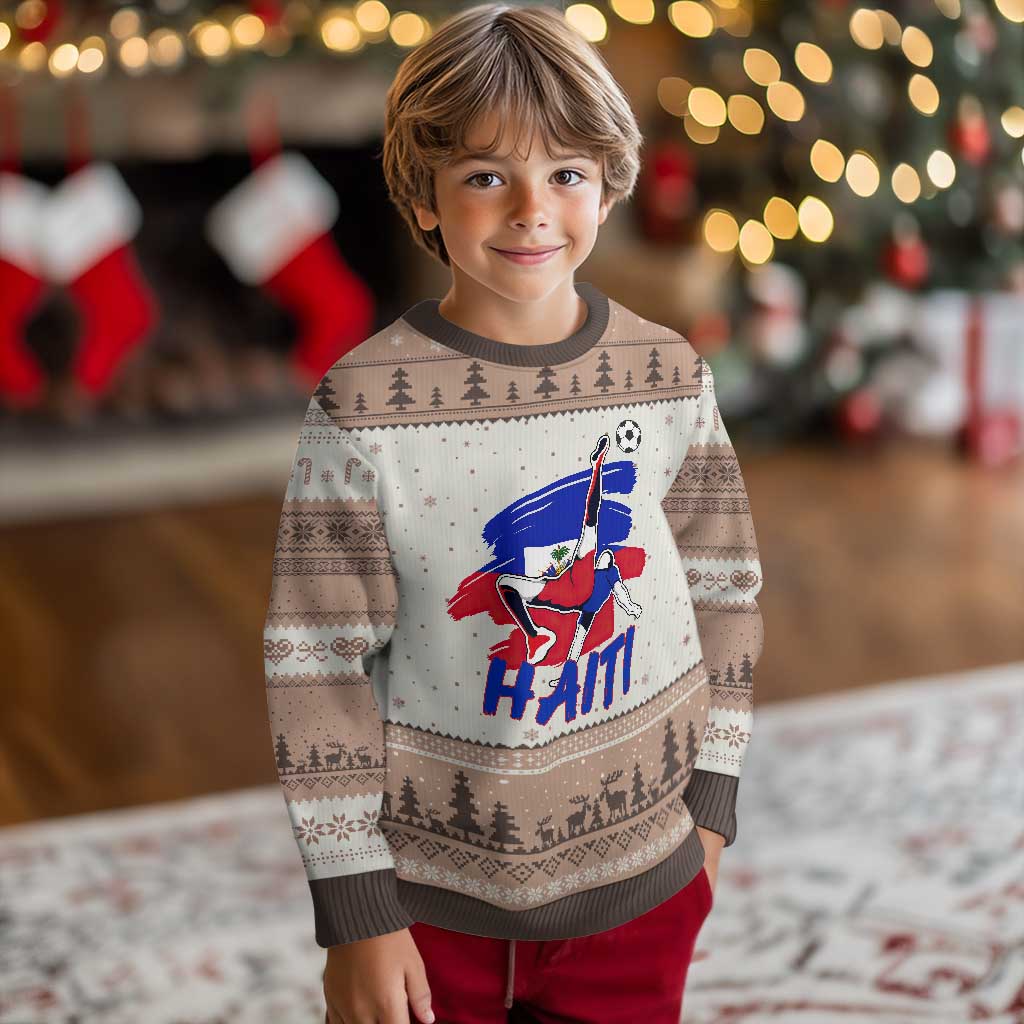 Caribbean Soccer Lover Gift Ugly Christmas Sweater Haitian Heritage Pride TS12 Mocha Mousse Print Your Wear