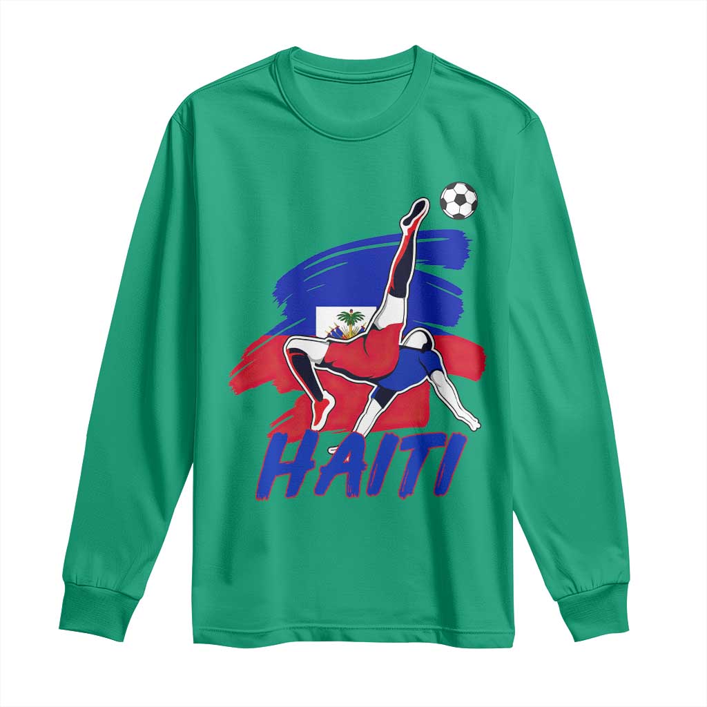 Caribbean Soccer Lover Gift Long Sleeve Shirt Haitian Heritage Pride TS12 Irish Green Print Your Wear