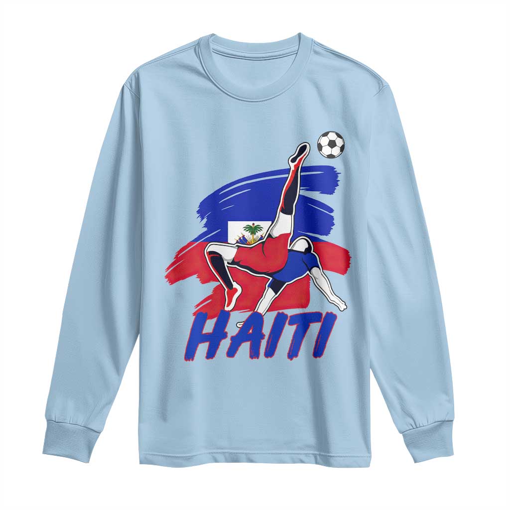 Caribbean Soccer Lover Gift Long Sleeve Shirt Haitian Heritage Pride TS12 Light Blue Print Your Wear