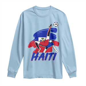 Caribbean Soccer Lover Gift Long Sleeve Shirt Haitian Heritage Pride TS12 Light Blue Print Your Wear