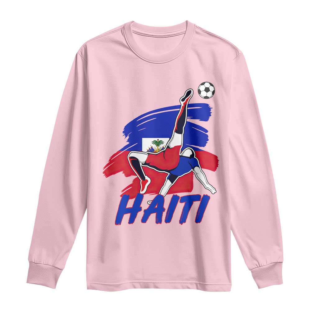 Caribbean Soccer Lover Gift Long Sleeve Shirt Haitian Heritage Pride TS12 Light Pink Print Your Wear