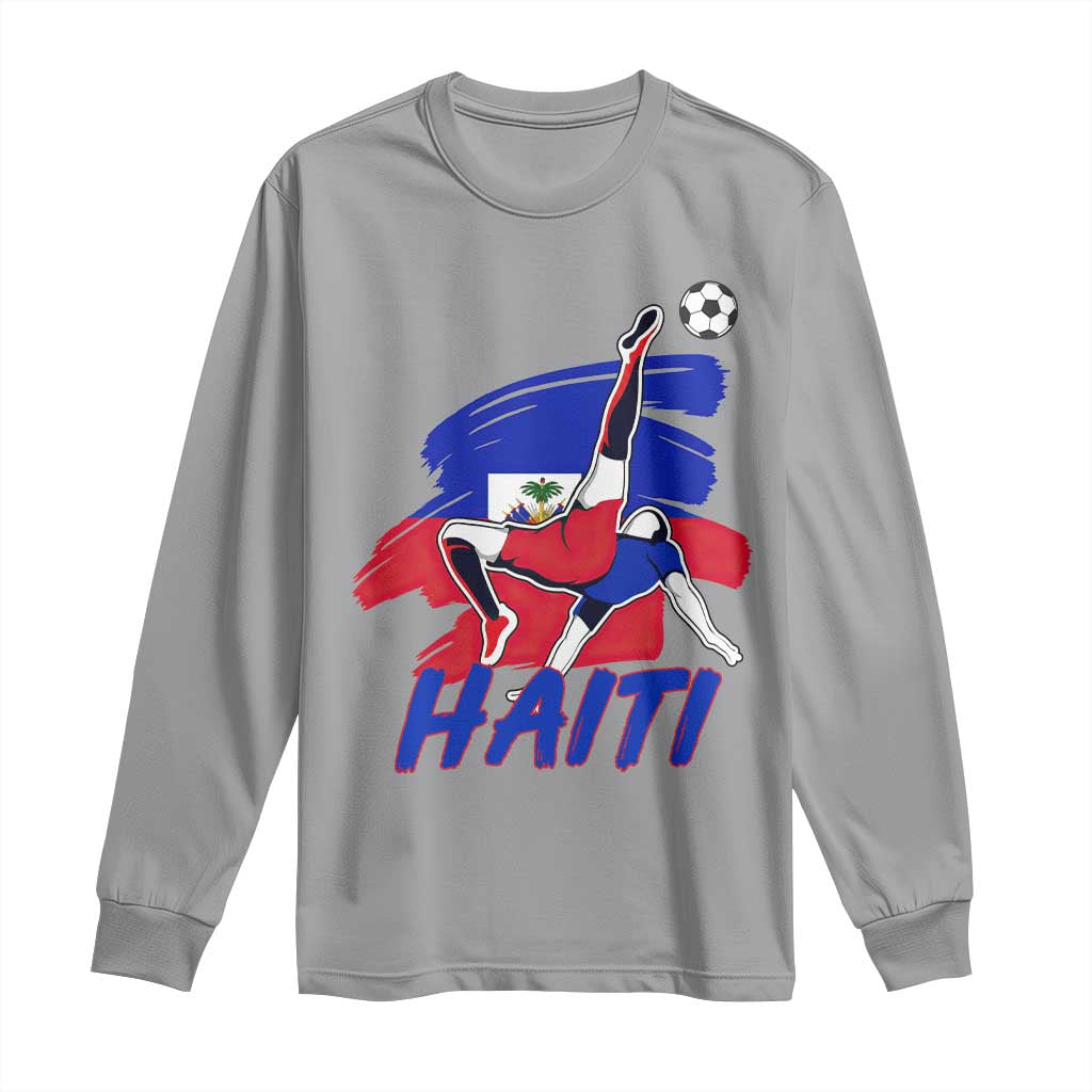 Caribbean Soccer Lover Gift Long Sleeve Shirt Haitian Heritage Pride TS12 Sport Gray Print Your Wear
