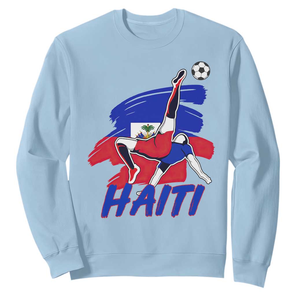 Caribbean Soccer Lover Gift Sweatshirt Haitian Heritage Pride TS12 Light Blue Print Your Wear