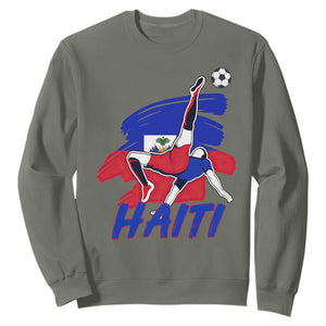 Caribbean Soccer Lover Gift Sweatshirt Haitian Heritage Pride TS12 Military Green Print Your Wear