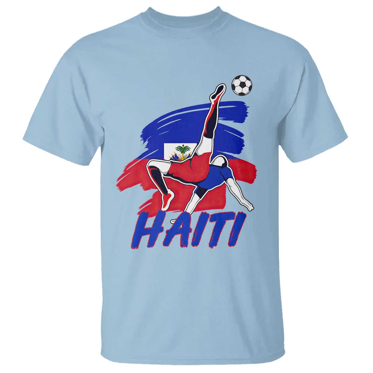 Caribbean Soccer Lover Gift T Shirt Haitian Heritage Pride TS12 Light Blue Print Your Wear