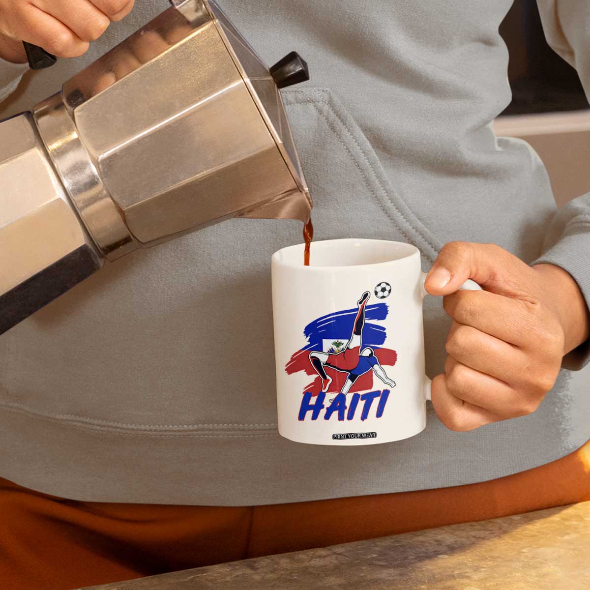 Caribbean Soccer Lover Gift Coffee Mug Haitian Heritage Pride TS12 Print Your Wear