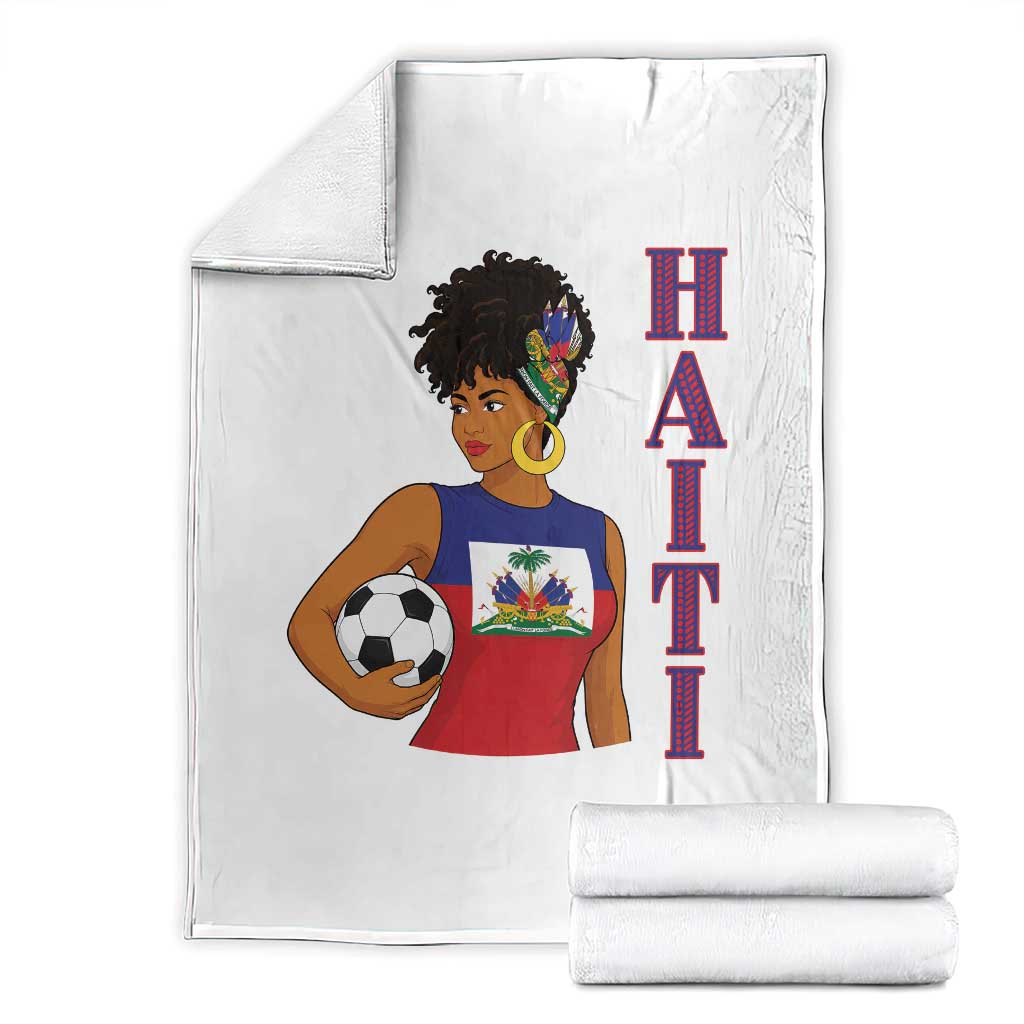 Haitian Soccer Fan Girl Throw Blanket Ayiti Heritage Pride Football Lover TS12 White Print Your Wear