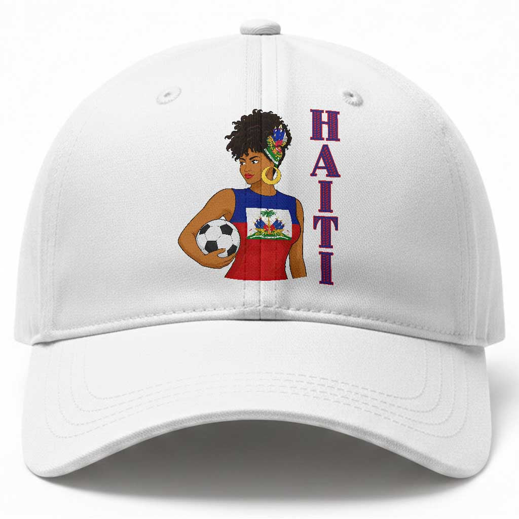 Haitian Soccer Fan Girl Baseball Cap Ayiti Heritage Pride Football Lover TS12 Print Your Wear