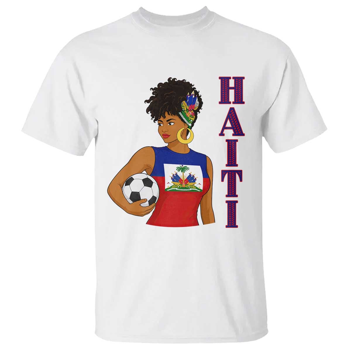 Haitian Soccer Fan Girl T Shirt Ayiti Heritage Pride Football Lover TS12 White Print Your Wear