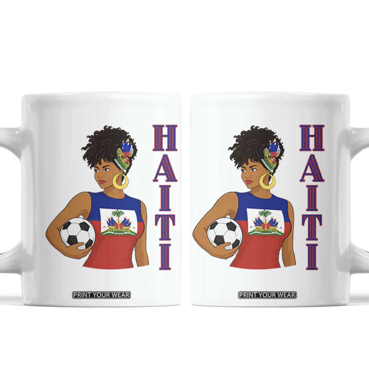 Haitian Soccer Fan Girl Coffee Mug Ayiti Heritage Pride Football Lover TS12 White Print Your Wear
