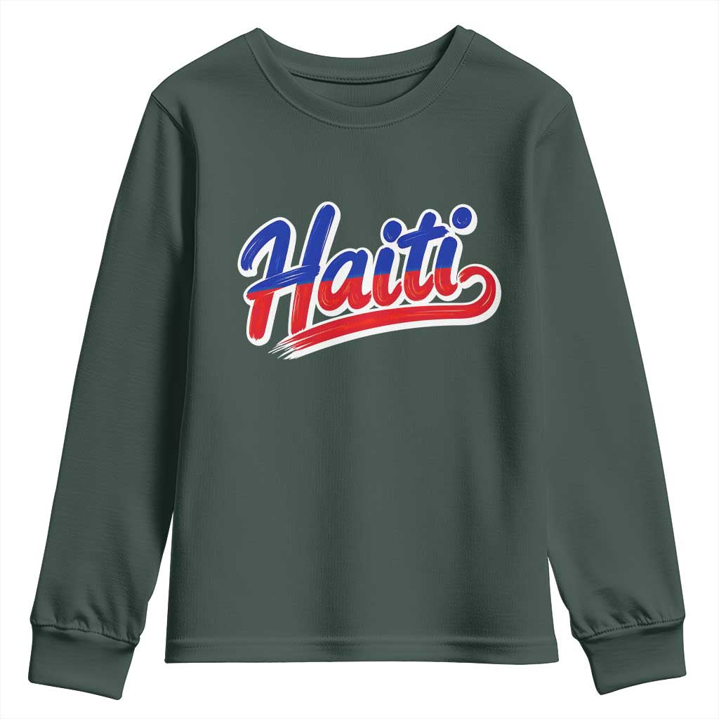 Ayiti Cheri Haiti Pride Gift For Proud Haitians Youth Sweatshirt TS12 Dark Forest Green Print Your Wear